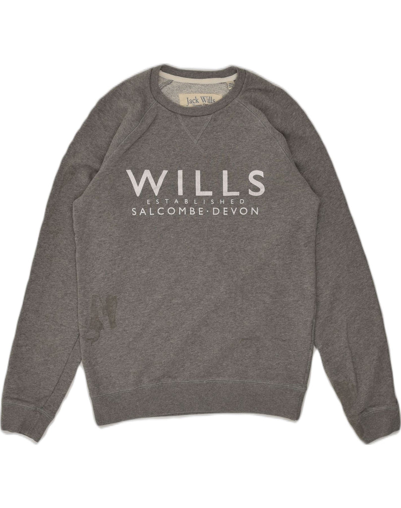 JACK WILLS Mens Graphic Sweatshirt Jumper XS Grey Cotton | Vintage Jack Wills | Thrift | Second-Hand Jack Wills | Used Clothing | Messina Hembry 