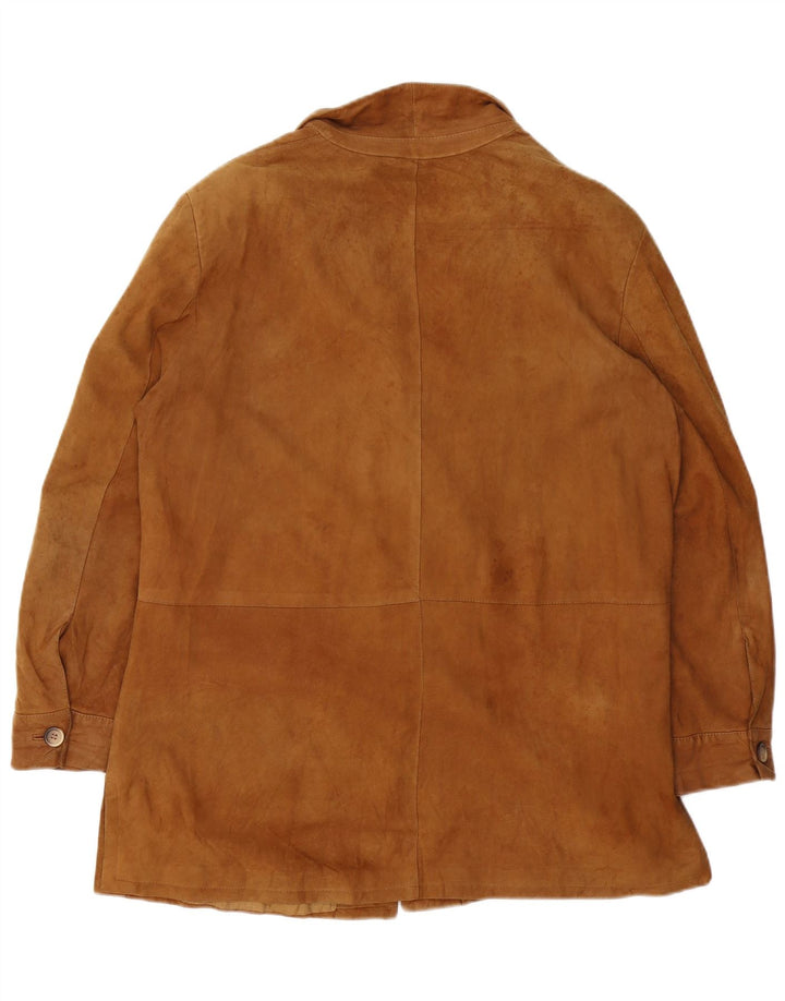 Vintage Womens Suede Overcoat UK 18 XL Brown Leather