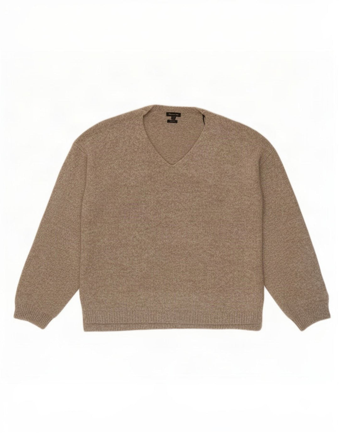 Massimo Dutti Mens V-Neck Jumper Sweater Medium Beige Polyamide