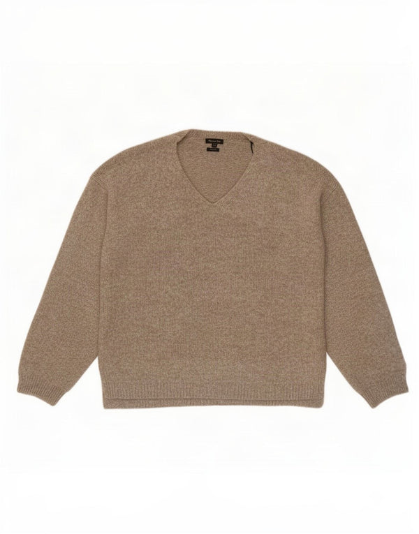 Massimo Dutti Mens V-Neck Jumper Sweater Medium Beige Polyamide