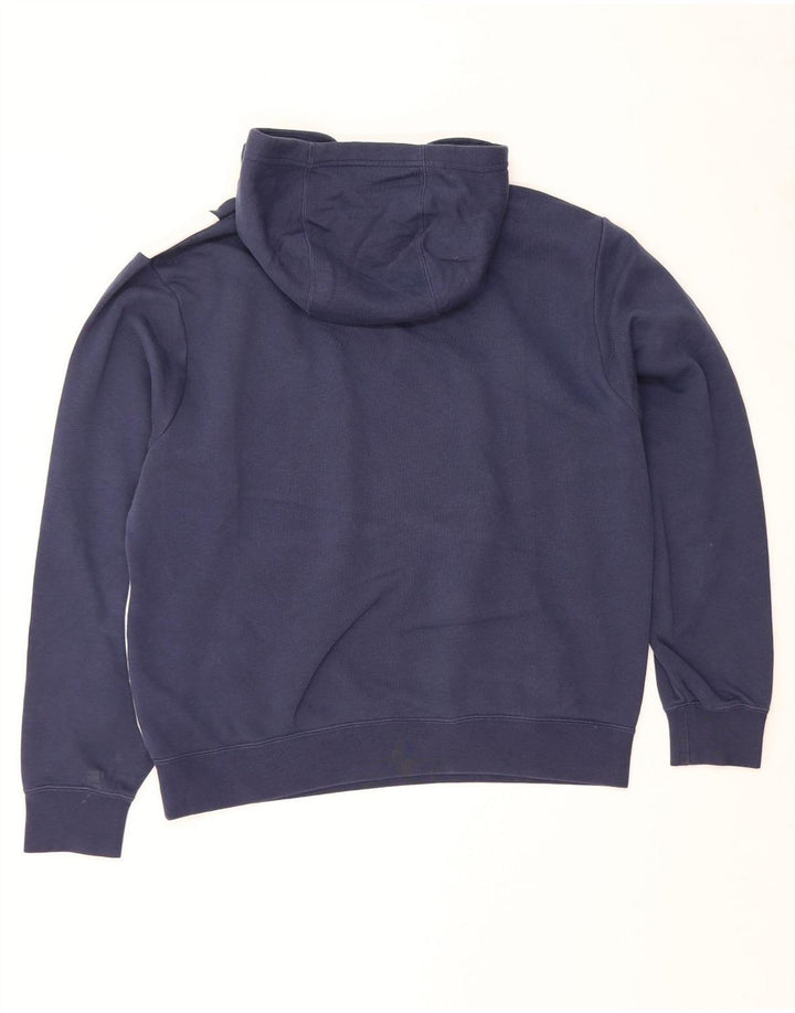 NIKE Mens Graphic Hoodie Jumper Medium Navy Blue Colourblock Cotton