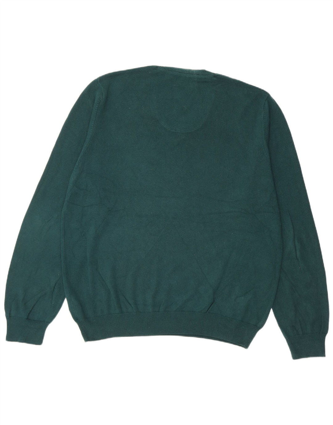 Marks & Spencer Mens Regular Fit V-Neck Jumper Sweater Large Green Cotton