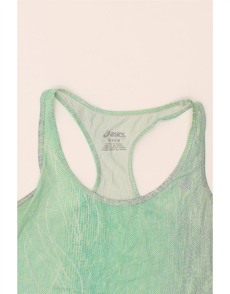 ASICS Womens Vest Top UK 12 Medium Green Colourblock Vintage Asics and Second-Hand Asics from Messina Hembry 