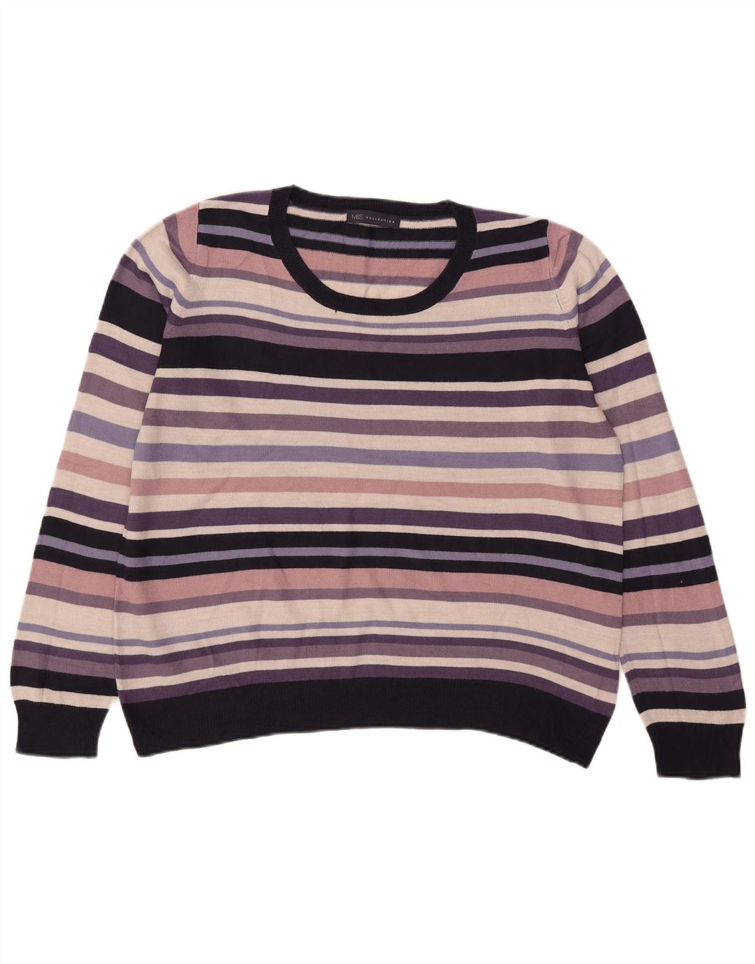 Marks & Spencer Womens Boat Neck Jumper Sweater UK 16 Large Multicoloured
