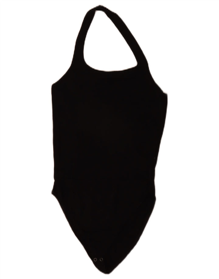 Zara Womens Halter Bodysuit UK 12 Medium Black Viscose