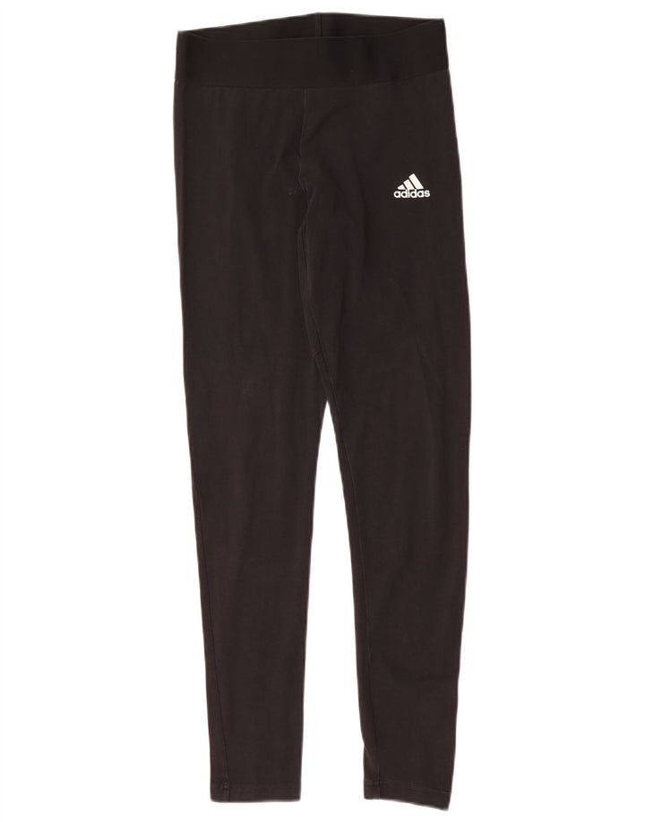 ADIDAS Womens Leggings UK 8/10 Small  Black Cotton