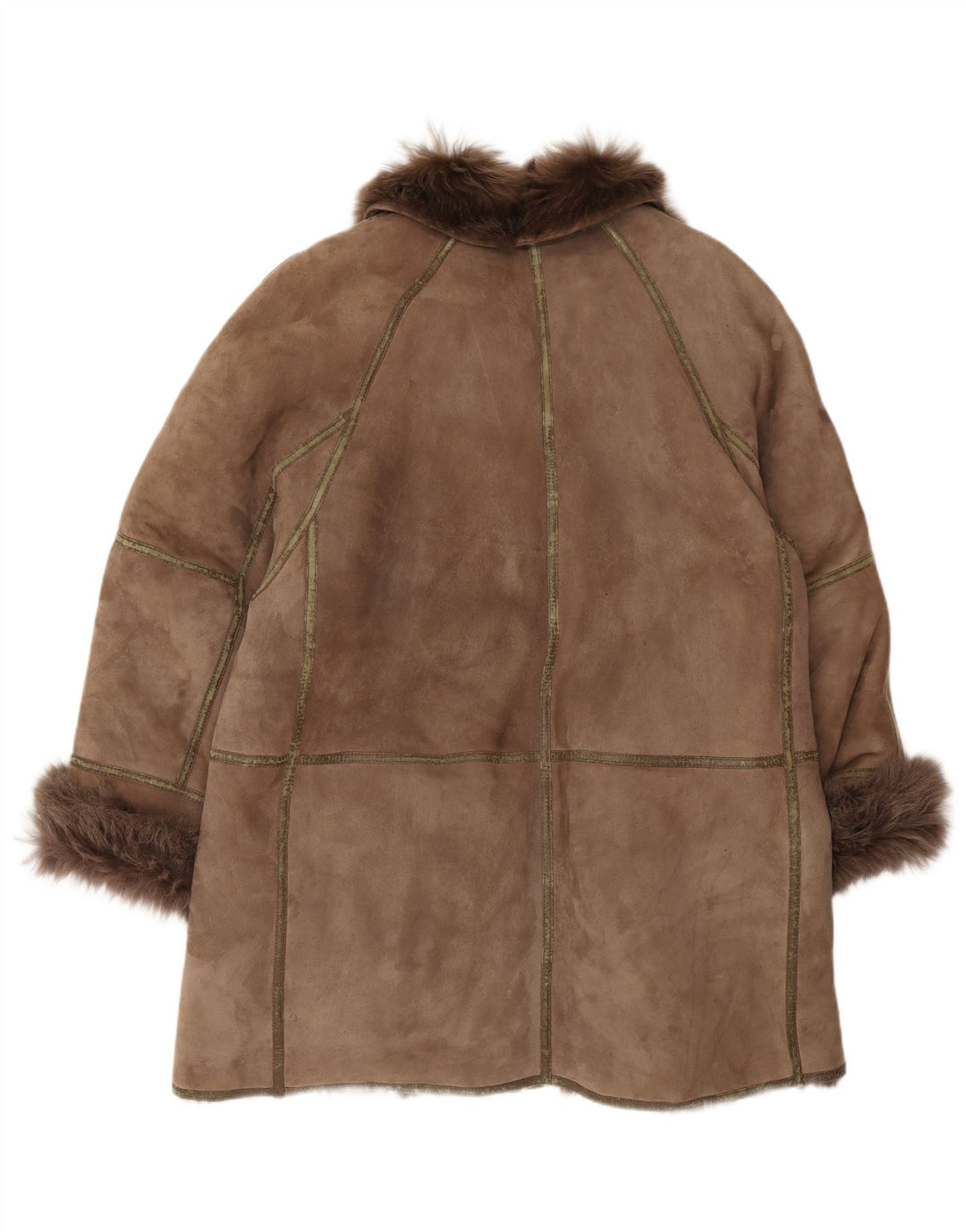 Vintage Womens Oversized Shearling Coat IT 44 Medium Brown Shearling