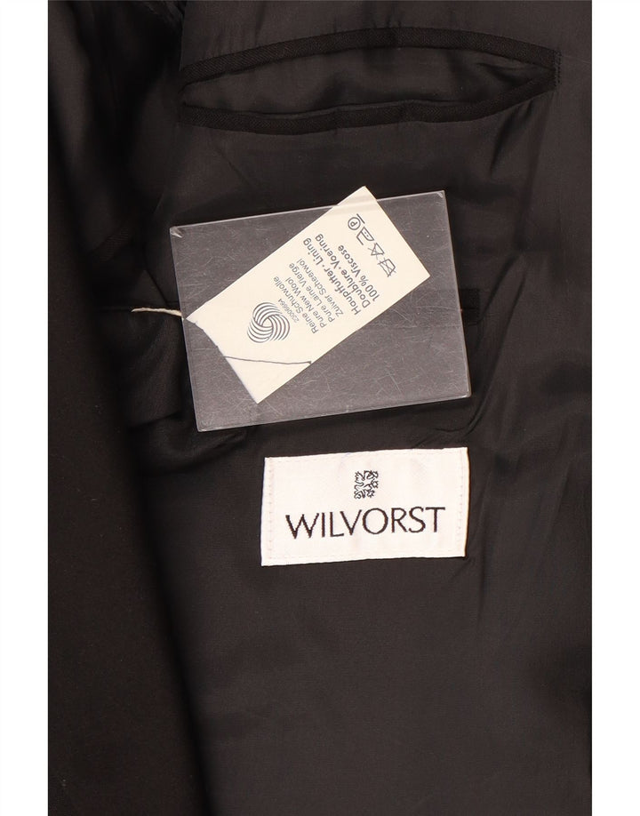 Wilvorst Mens 1 Button Blazer Jacket UK 42 XL Black Wool
