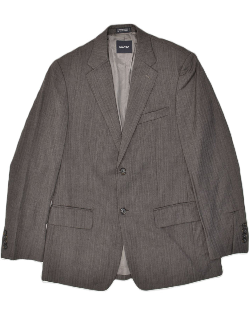 NAUTICA Mens 2 Button Blazer Jacket UK 40 Large Grey Wool | Vintage Nautica | Thrift | Second-Hand Nautica | Used Clothing | Messina Hembry 
