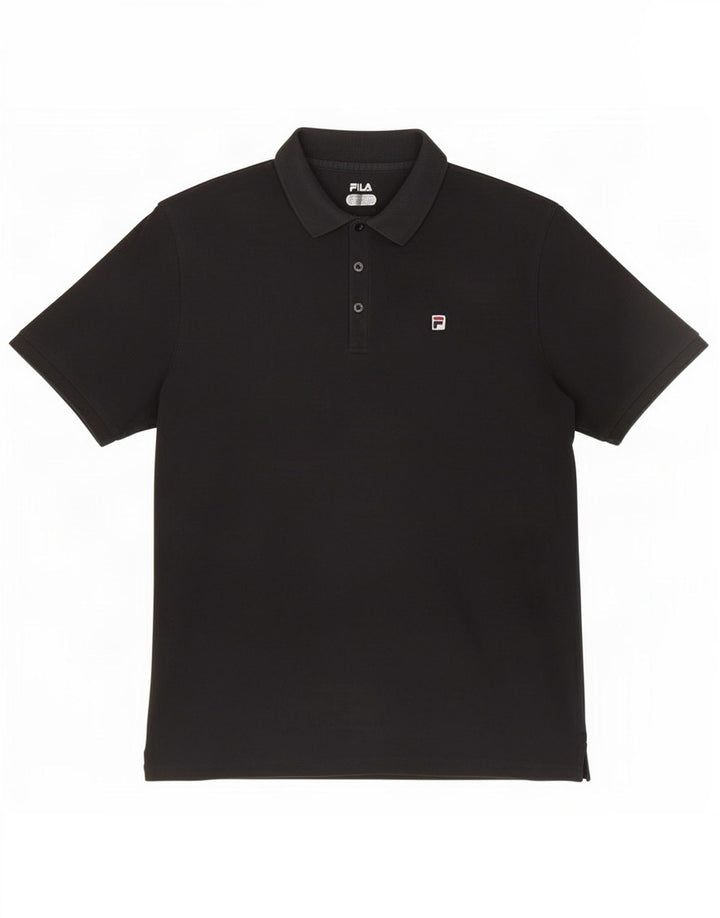 Fila Mens Polo Shirt Large Black Cotton