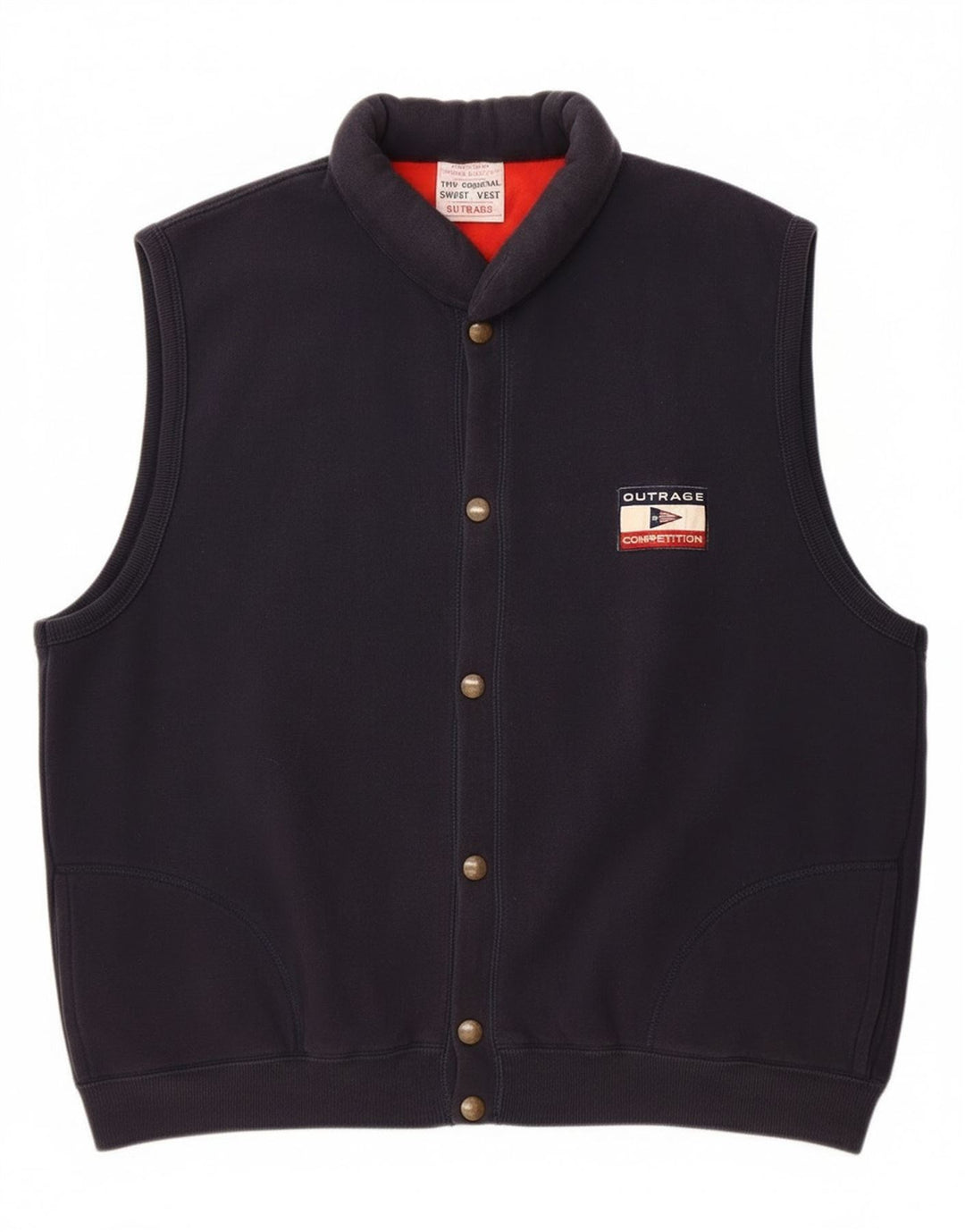 Outrage Mens Sleeveless Tracksuit Top Jacket 2XL Navy Blue Cotton