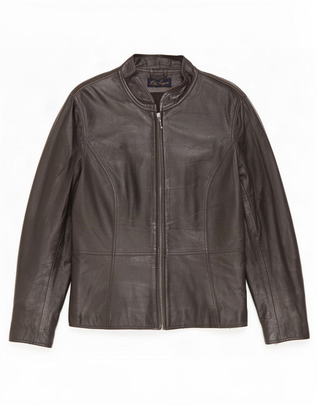 Luisa Spagnoli Womens Leather Racer Jacket IT 46 Large Black