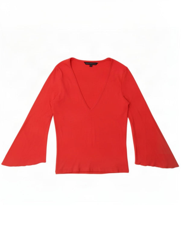 French Connection Womens Top 3/4 Sleeve UK 8 Small Red Viscose