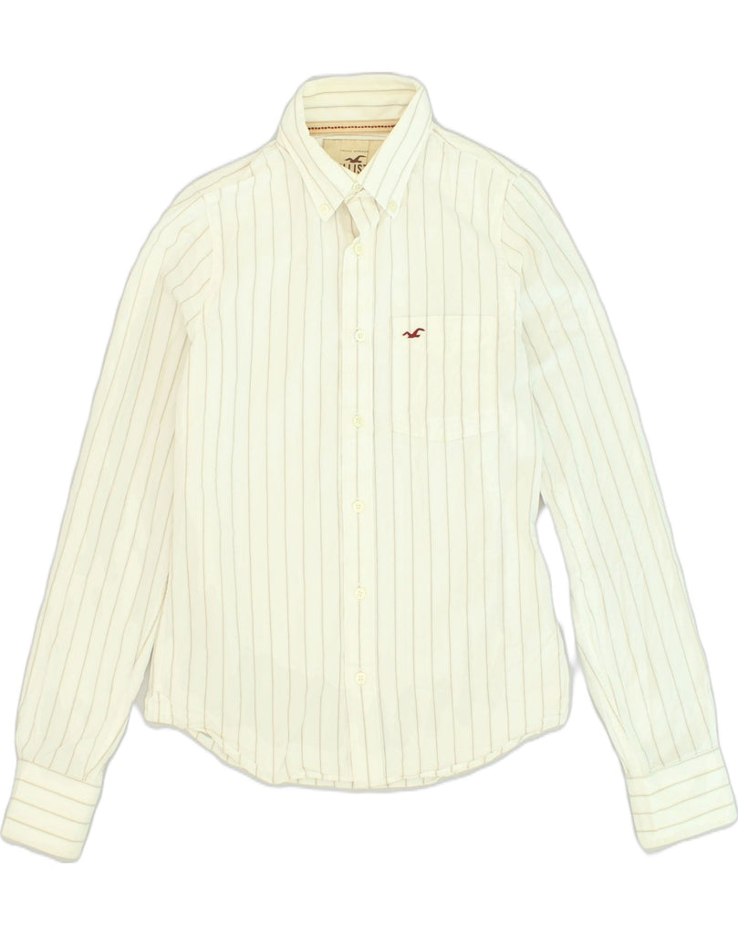 HOLLISTER Mens California Shirt Medium Off White Pinstripe Cotton | Vintage Hollister | Thrift | Second-Hand Hollister | Used Clothing | Messina Hembry 