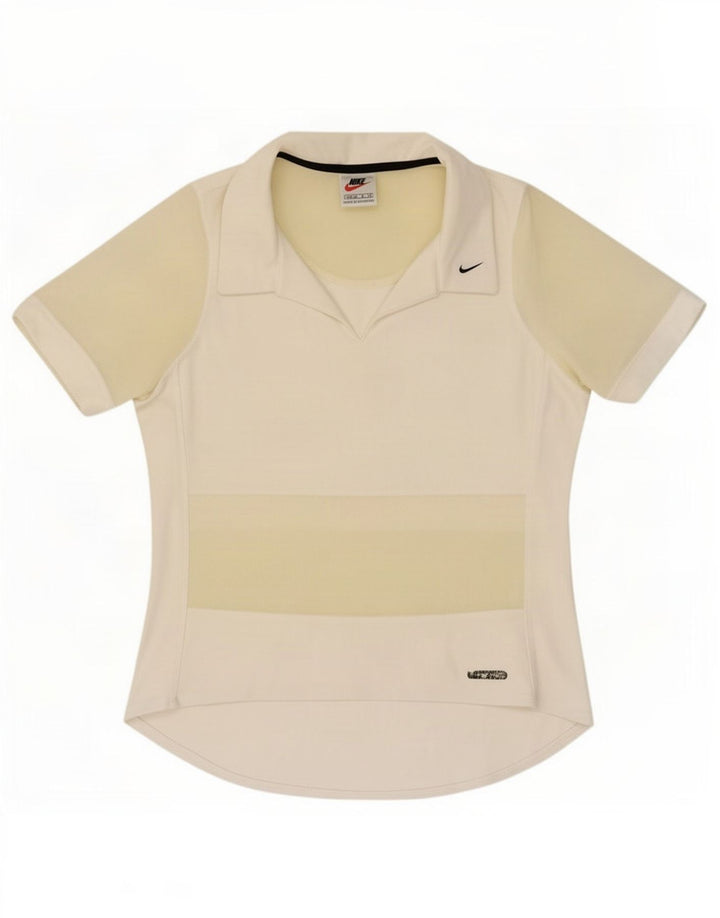 Nike Womens Polo Shirt US 8/10 Medium White Colourblock Polyester