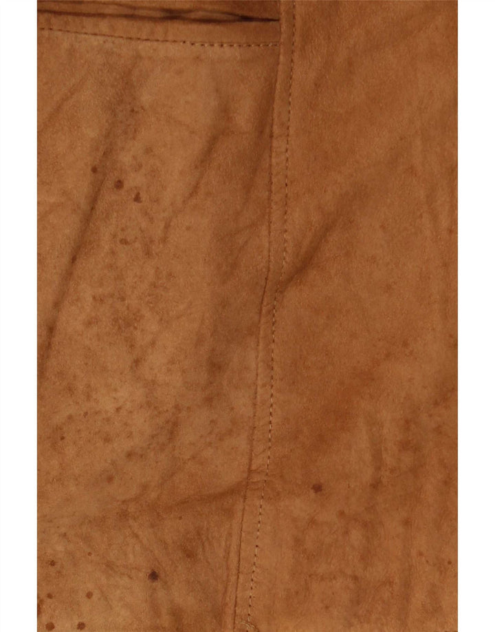 Anfor Womens Suede 2 Button Blazer Jacket IT 52 2XL Beige Leather
