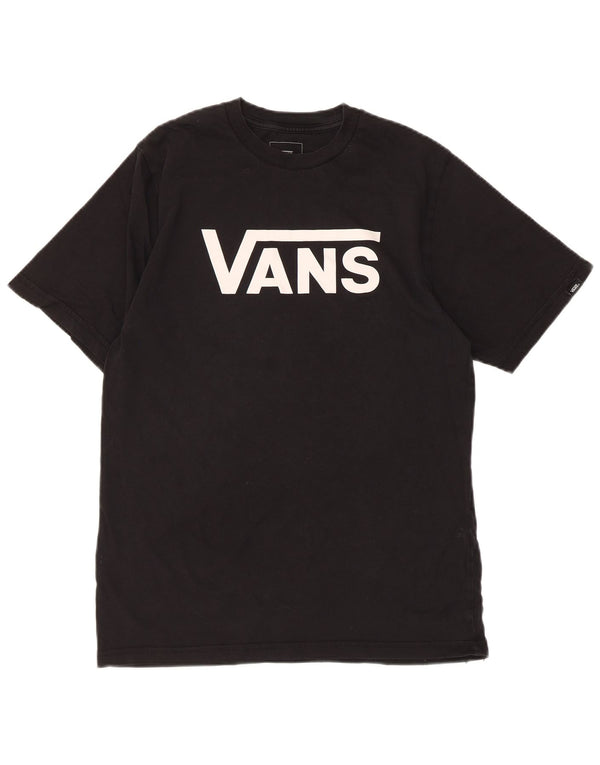 VANS Boys Custom Fit Graphic T-Shirt Top 14-15 Years XL Black Cotton