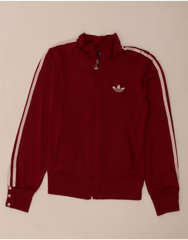 Adidas Boys Graphic Tracksuit Top Jacket 11-12 Years XL Burgundy Cotton