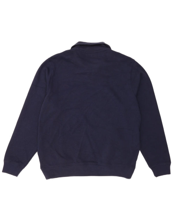 Lacoste Mens Zip Neck Jumper Sweater Size 6 XL Navy Blue Cotton