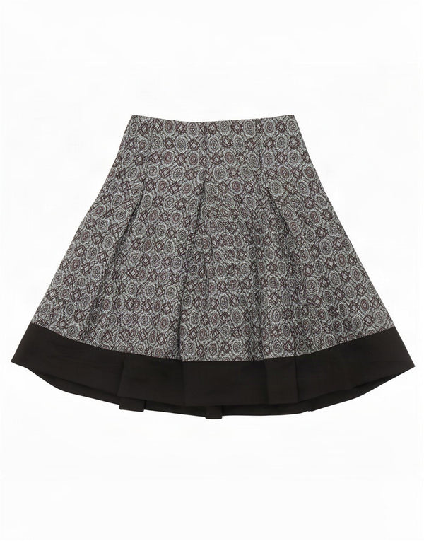 Reiss Womens A-Line Skirt UK 10 Small W30 Green Geometric Cotton