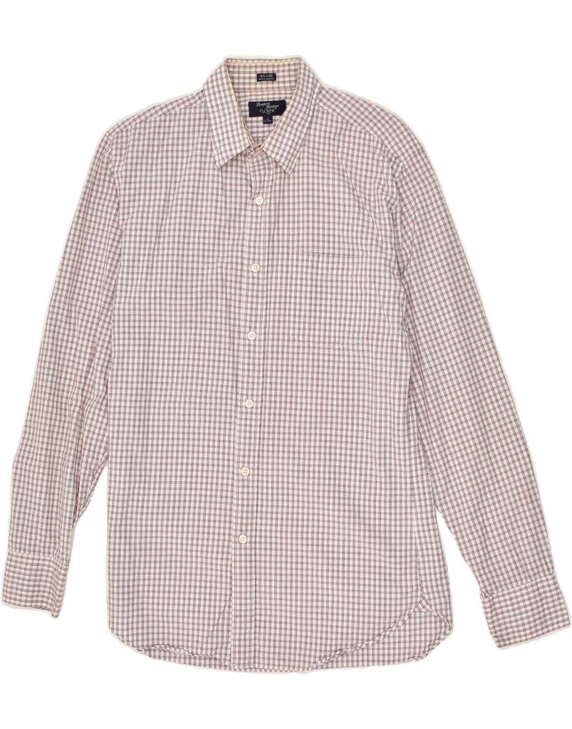 J. CREW Mens Shirt Size 15 15 1/2 Medium White Check Cotton | Vintage J. Crew | Thrift | Second-Hand J. Crew | Used Clothing | Messina Hembry 