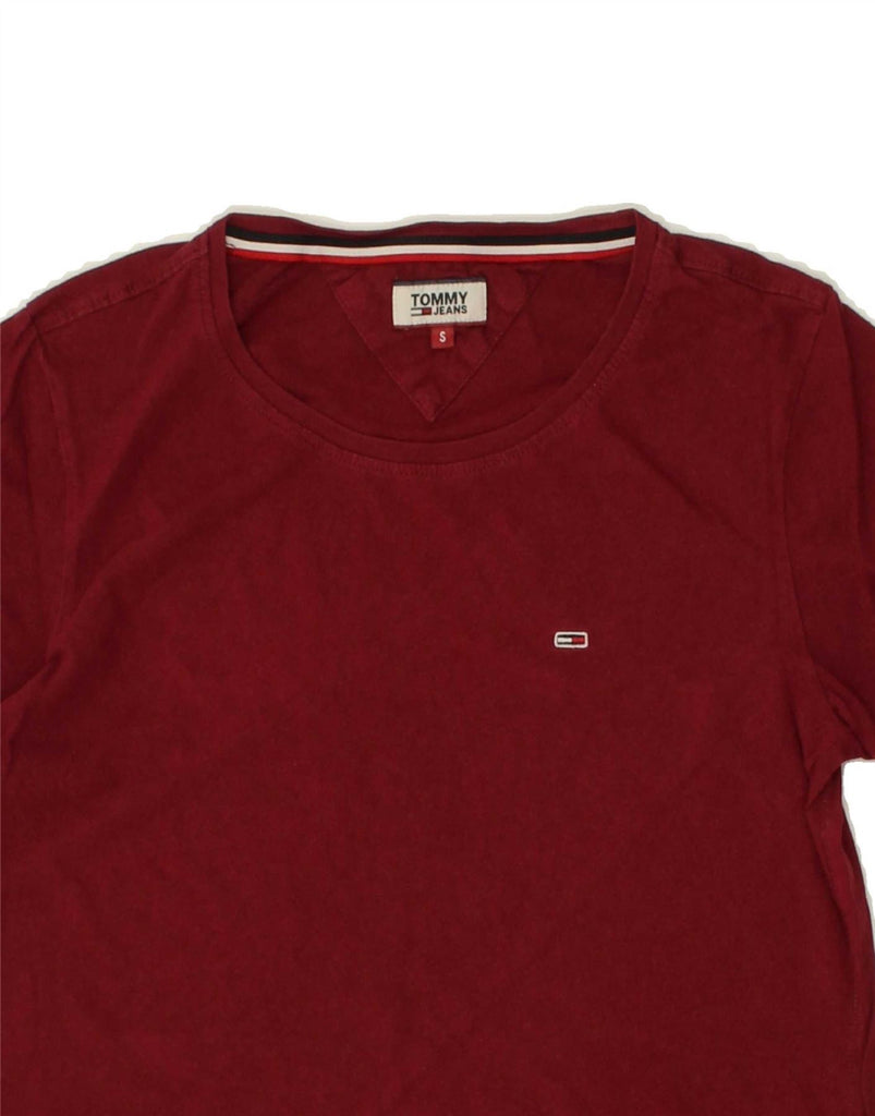 TOMMY HILFIGER Womens T-Shirt Top UK 10 Small Maroon Vintage Tommy Hilfiger and Second-Hand Tommy Hilfiger from Messina Hembry 