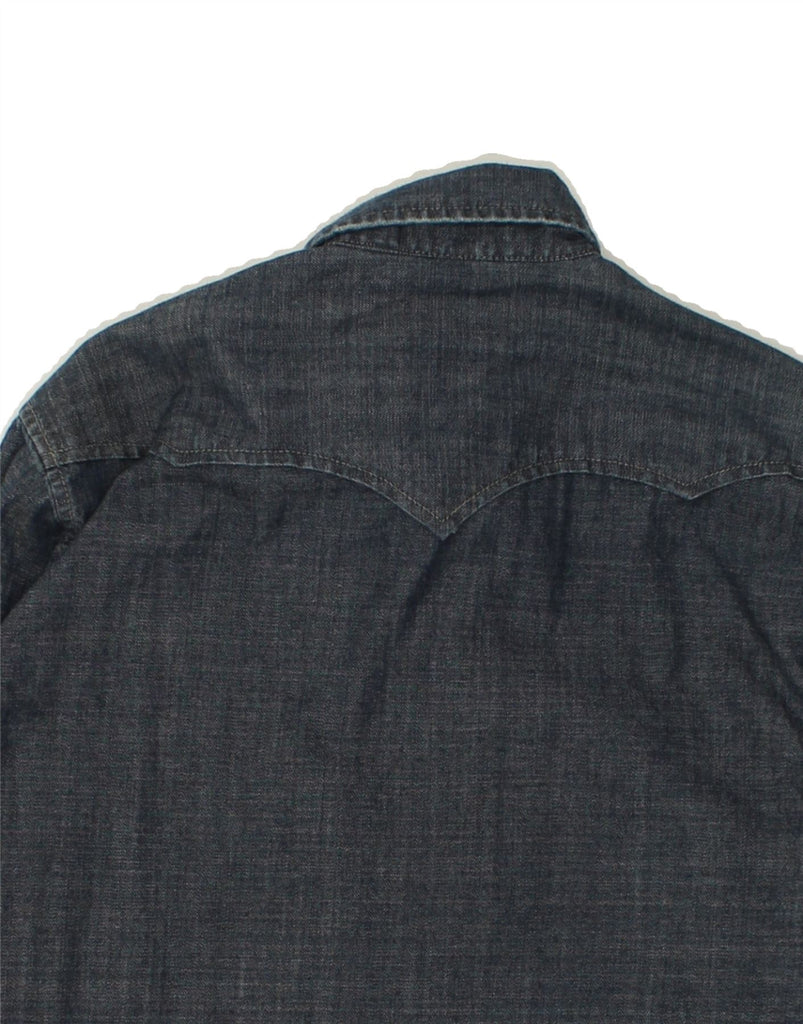 VINTAGE Mens Denim Shirt Medium Navy Blue | Vintage Vintage | Thrift | Second-Hand Vintage | Used Clothing | Messina Hembry 