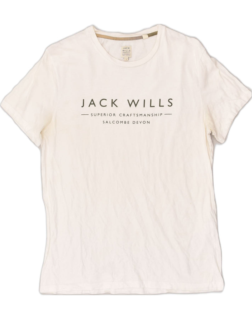 JACK WILLS Mens Graphic T-Shirt Top UK 10 Small White Cotton | Vintage Jack Wills | Thrift | Second-Hand Jack Wills | Used Clothing | Messina Hembry 