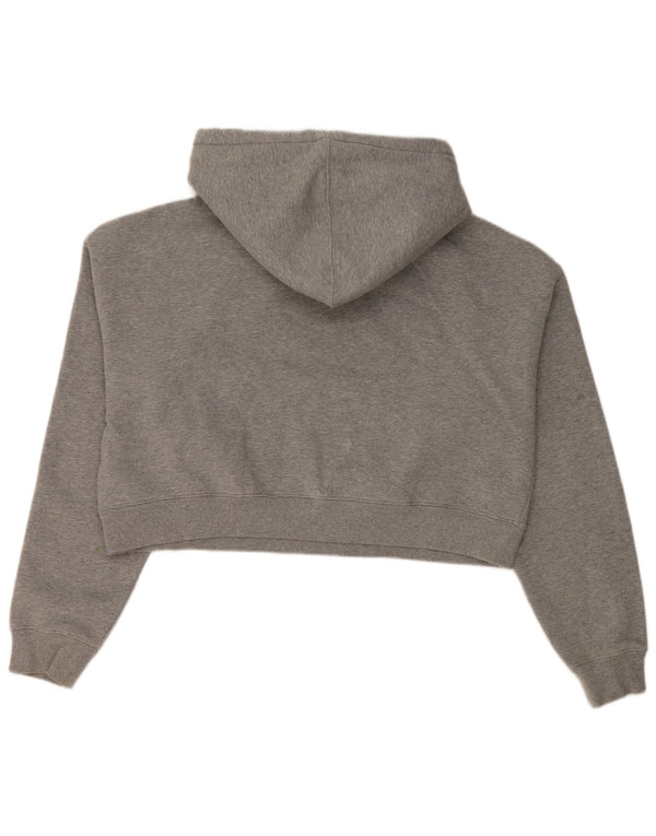 Dickies Womens Crop Hoodie Jumper UK 16 Large Grey Flecked Cotton