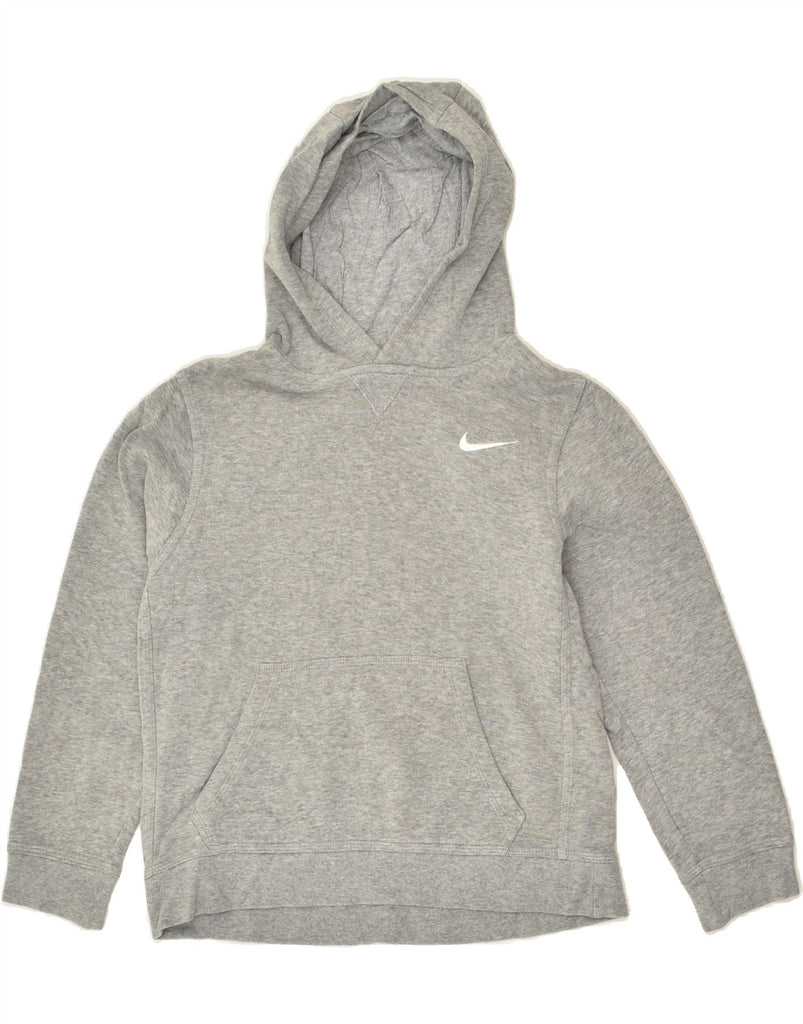 NIKE Boys Hoodie Jumper 10-11 Years Medium Grey Cotton | Vintage Nike | Thrift | Second-Hand Nike | Used Clothing | Messina Hembry 