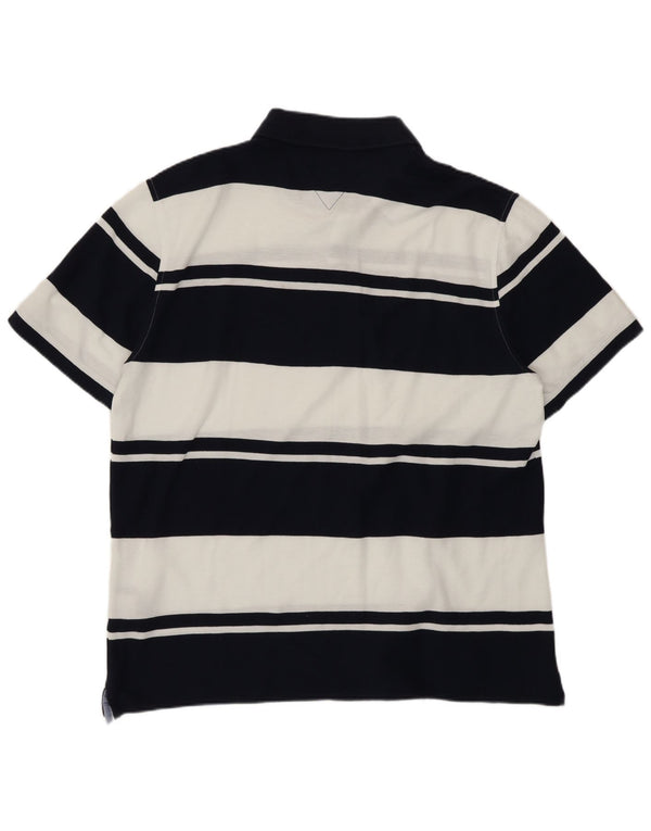 Tommy Hilfiger Mens Polo Shirt XL Navy Blue Striped Cotton