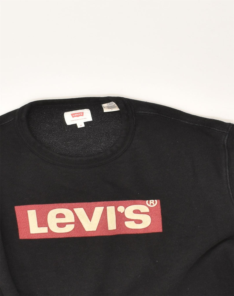 LEVI'S Mens Graphic Sweatshirt Jumper Medium Black Cotton | Vintage Levi's | Thrift | Second-Hand Levi's | Used Clothing | Messina Hembry 