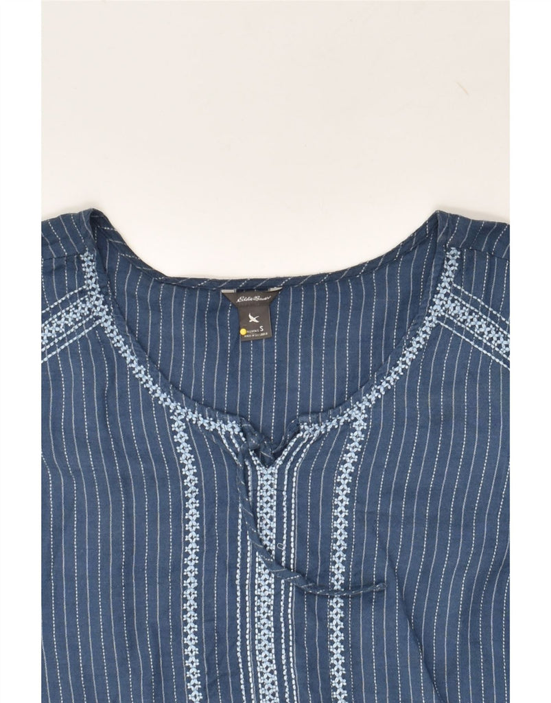 EDDIE BAUER Womens Long Sleeve Blouse Top UK 10 Small Blue Pinstripe Linen | Vintage Eddie Bauer | Thrift | Second-Hand Eddie Bauer | Used Clothing | Messina Hembry 