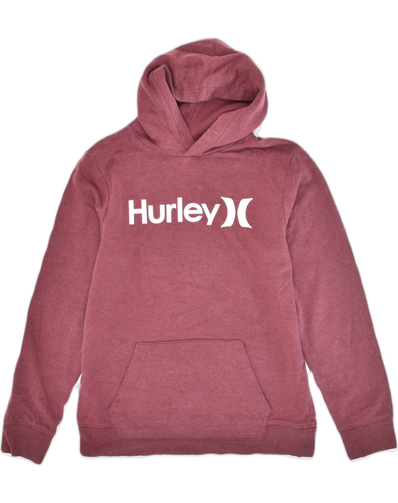 HURLEY Boys Graphic Hoodie Jumper 15-16 Years Maroon Cotton | Vintage Hurley | Thrift | Second-Hand Hurley | Used Clothing | Messina Hembry 