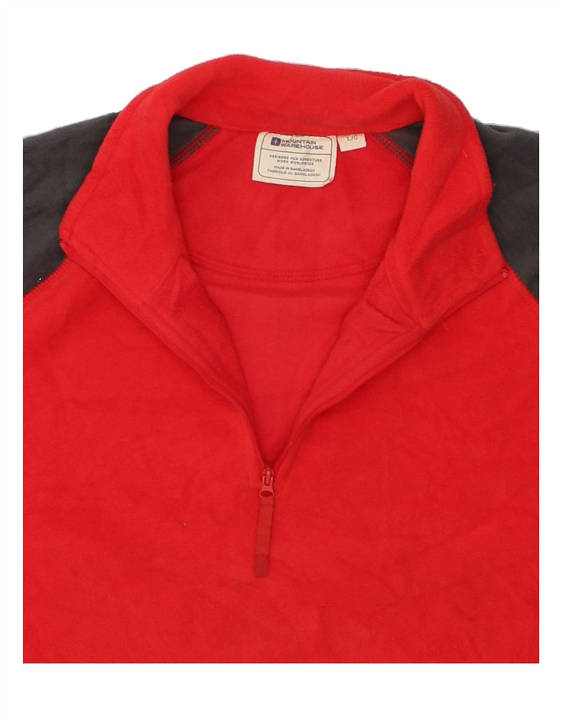 MOUNTAIN WAREHOUSE Mens Zip Neck Fleece Jumper Large Red Colourblock | Vintage Mountain Warehouse | Thrift | Second-Hand Mountain Warehouse | Used Clothing | Messina Hembry 