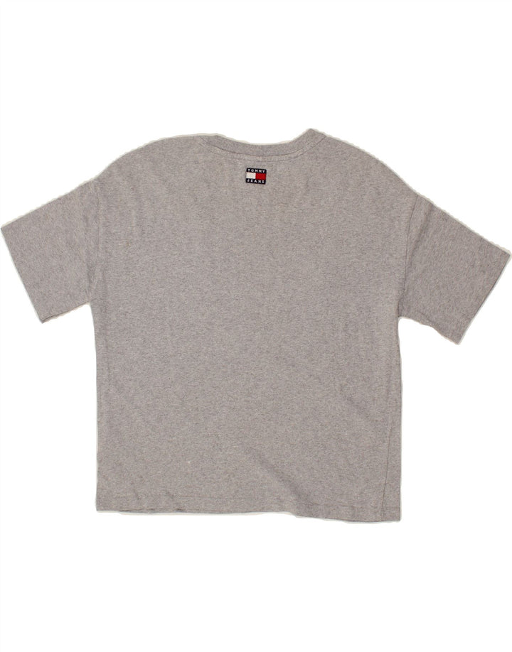 TOMMY HILFIGER Womens Oversized Graphic T-Shirt Top UK 10 Small Grey Vintage Tommy Hilfiger and Second-Hand Tommy Hilfiger from Messina Hembry 
