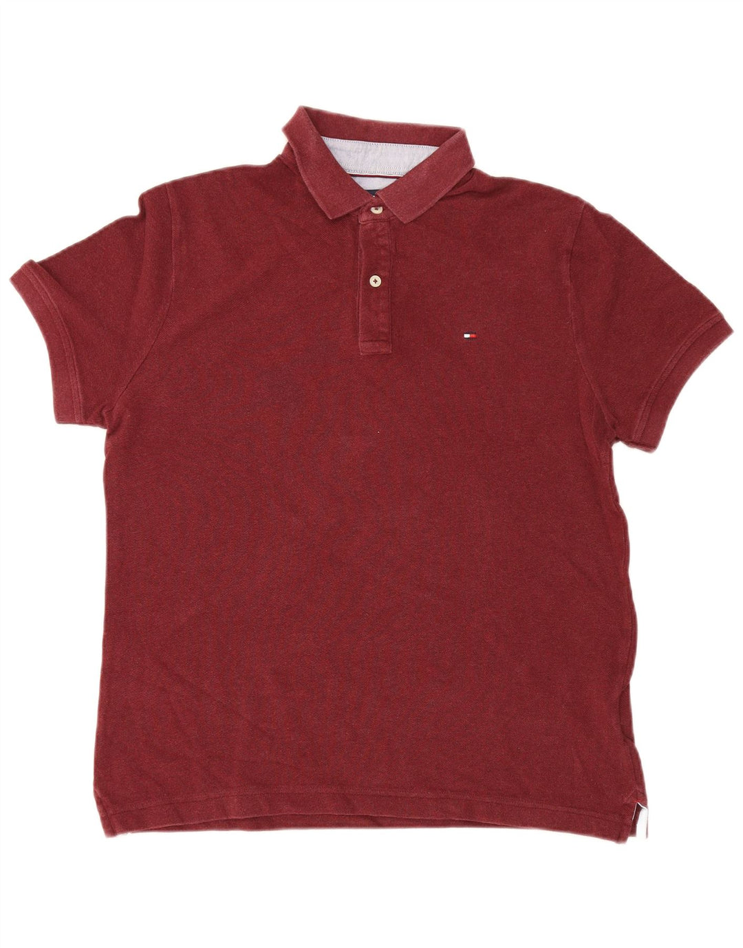 Tommy Hilfiger Mens Polo Shirt Medium Burgundy Cotton