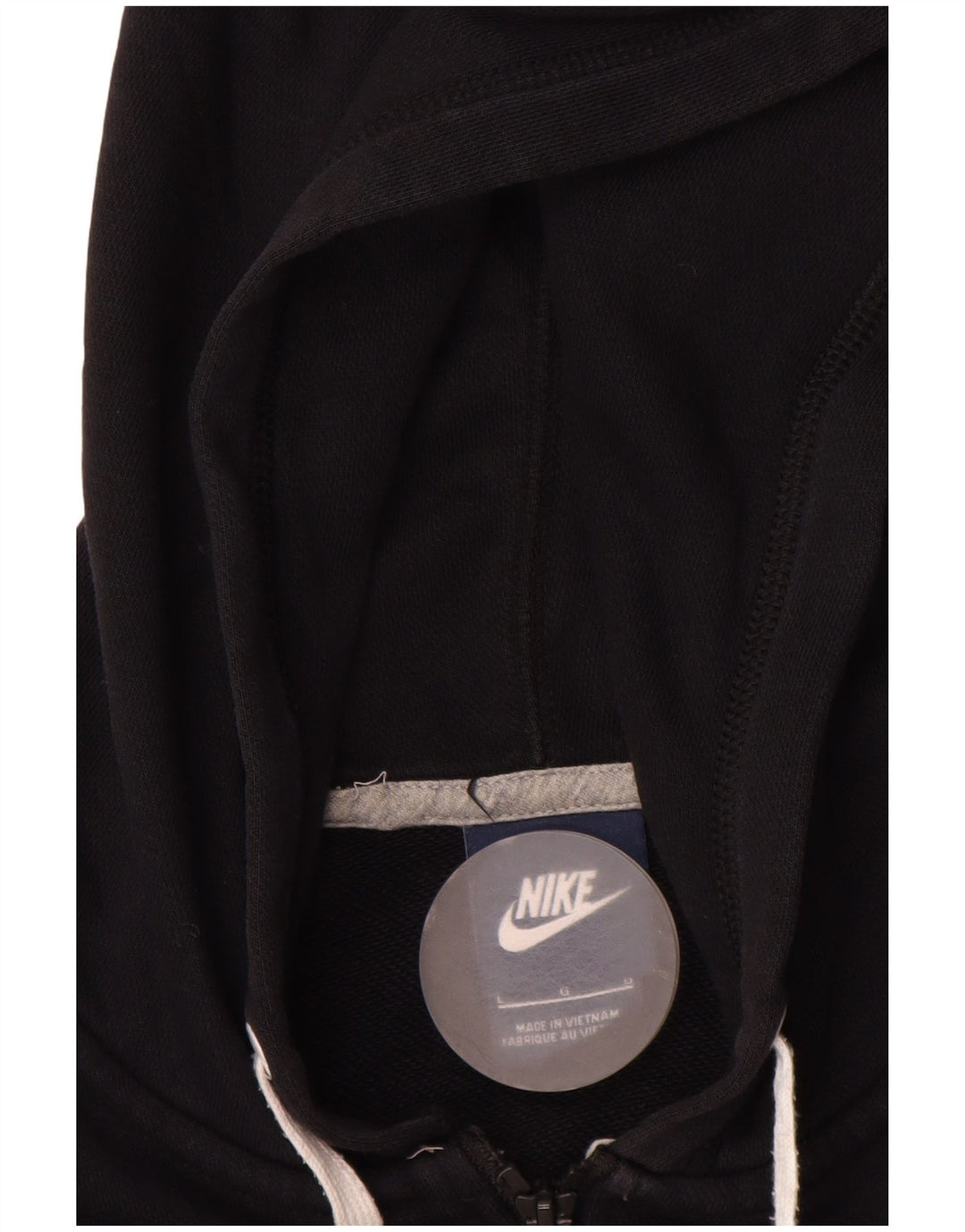 NIKE Womens Zip Hoodie Sweater UK 16 Large Black Cotton