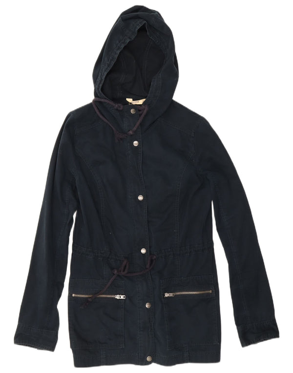 Hollister Womens Hooded Utility Jacket UK 14 Large Navy Blue Cotton