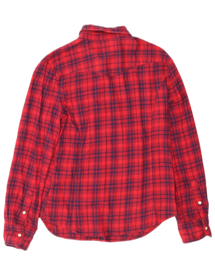 Levi's Womens Flannel Shirt UK 14 Large Red Check Cotton