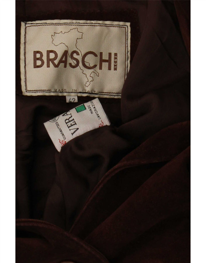 Braschi Womens Oversized 4 Button Suede Blazer Jacket IT 42 Medium Brown