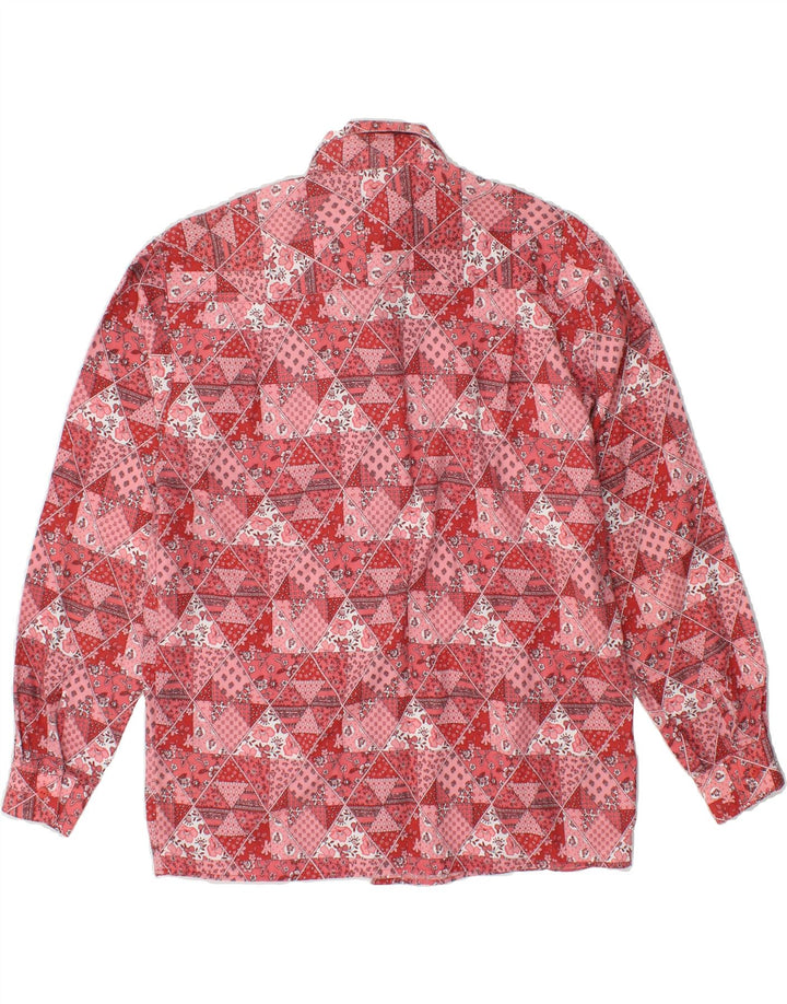 VINTAGE Womens Shirt UK 14 Large Pink Floral Vintage Vintage and Second-Hand Vintage from Messina Hembry 