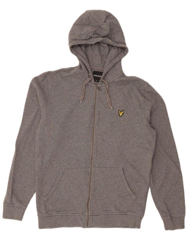 Lyle & Scott Mens Zip Hoodie Sweater Medium Grey Flecked Cotton