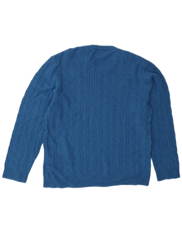 Marks & Spencer Mens Regular Fit Crew Neck Jumper Sweater XL Blue Lambswool