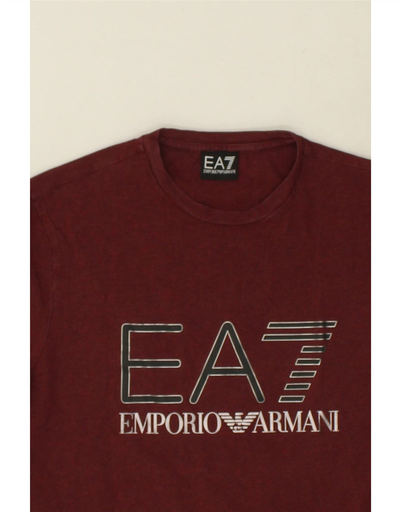 EMPORIO ARMANI Mens Graphic T-Shirt Top Medium Maroon | Vintage Emporio Armani | Thrift | Second-Hand Emporio Armani | Used Clothing | Messina Hembry 