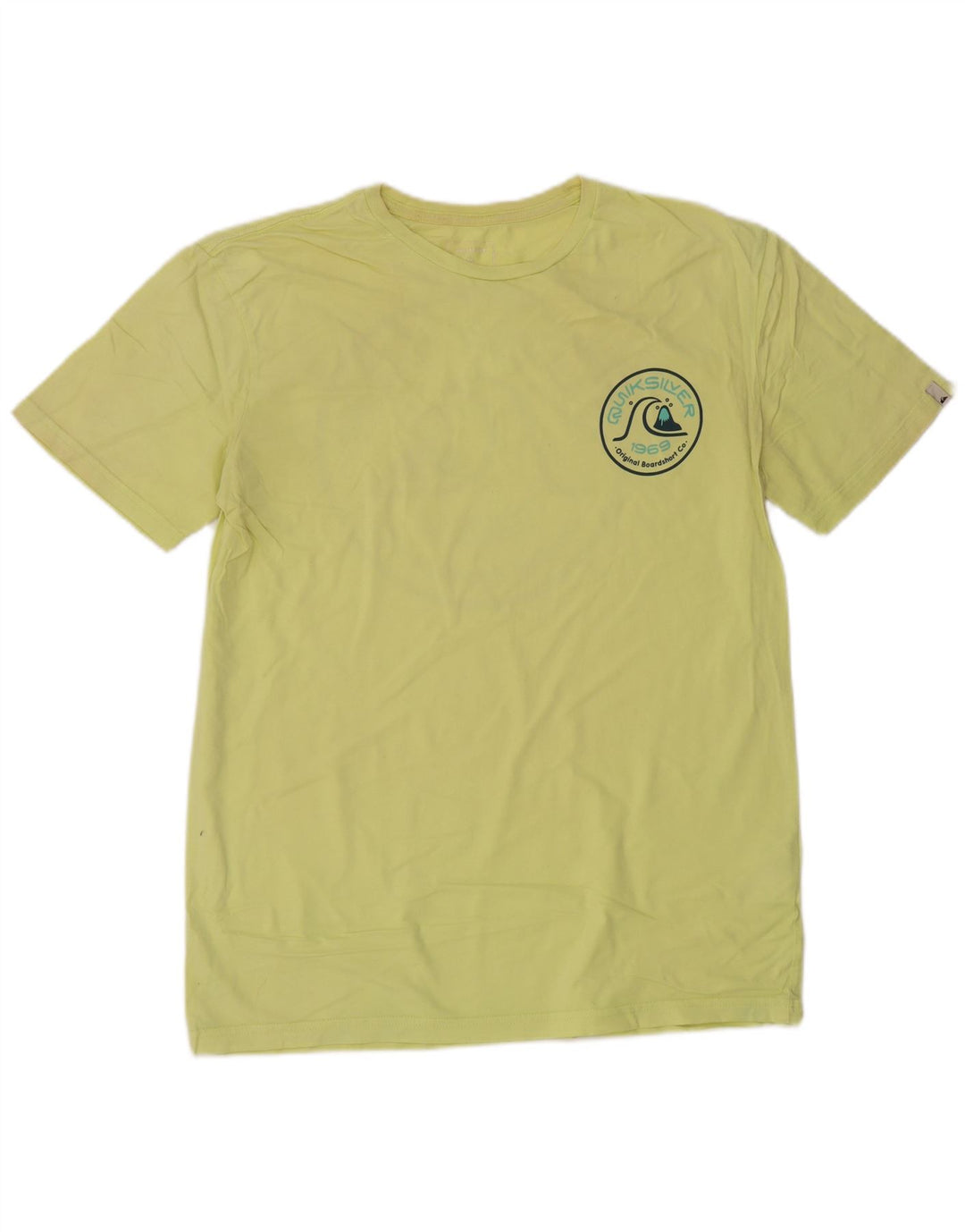 QUIKSILVER Mens Regular Fit Graphic T-Shirt Top Medium Yellow Cotton