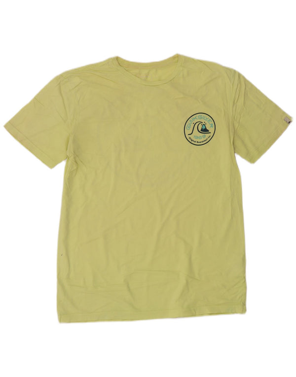 QUIKSILVER Mens Regular Fit Graphic T-Shirt Top Medium Yellow Cotton