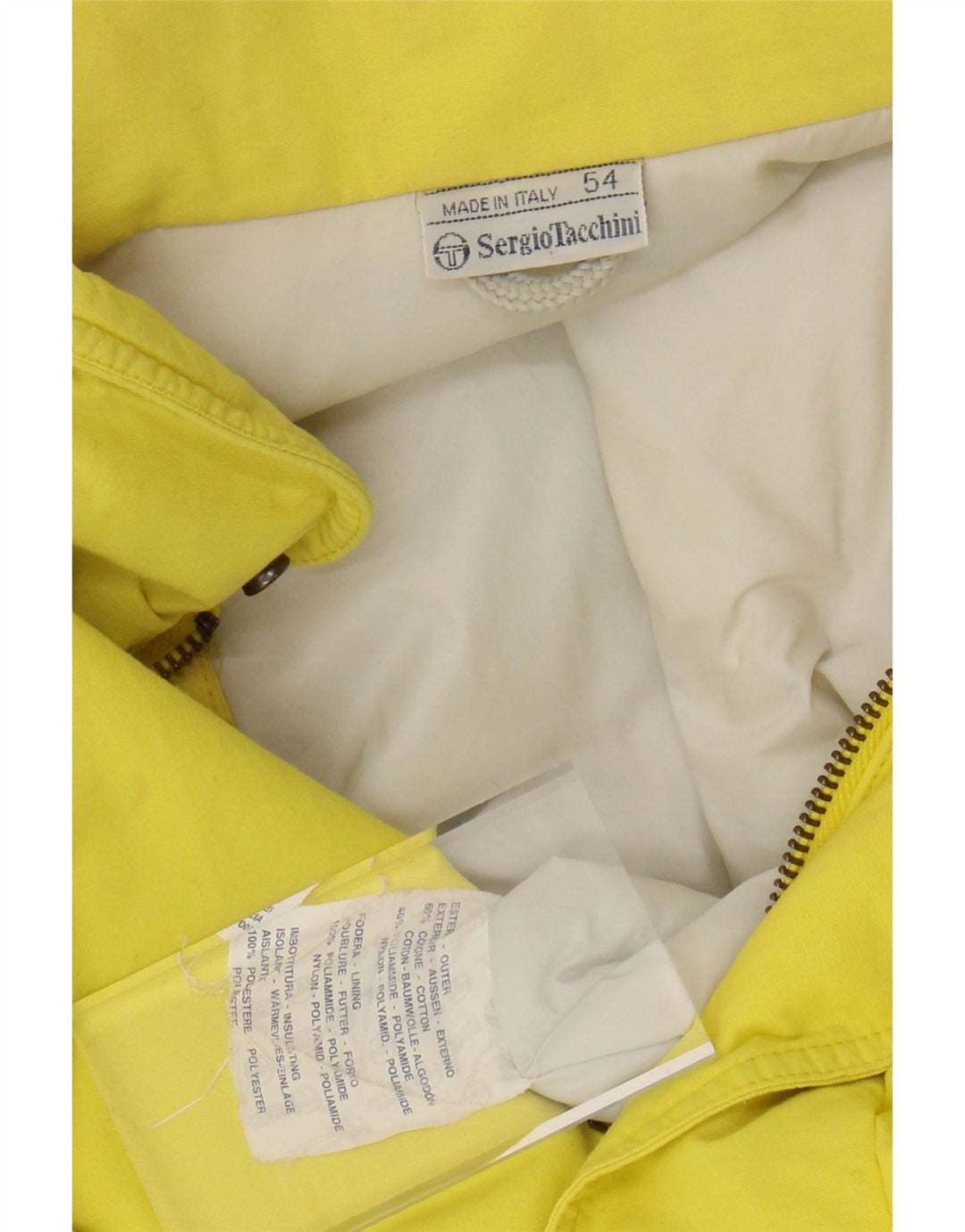 SERGIO TACCHINI Mens Graphic Hooded Ski Jacket IT 54 2XL Yellow Cotton