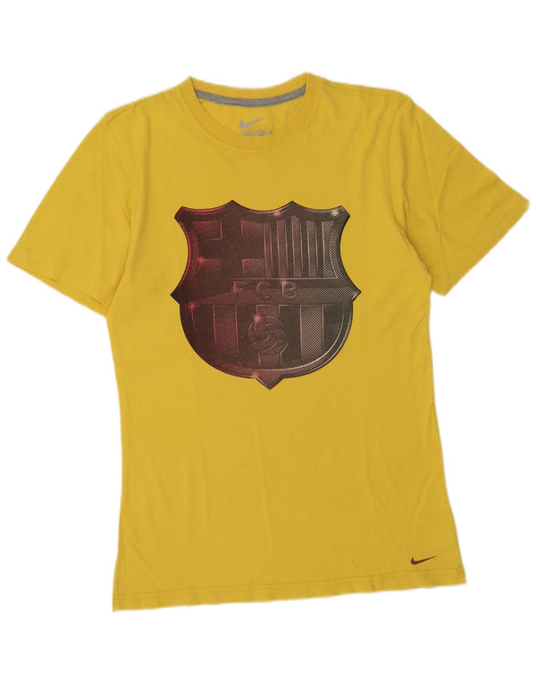 Nike Mens Barcelona Standard Fit Graphic T-Shirt Top Small Yellow Cotton
