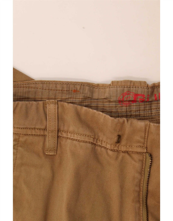 Guru Mens Straight Suit Trousers W33 L33 Brown Cotton